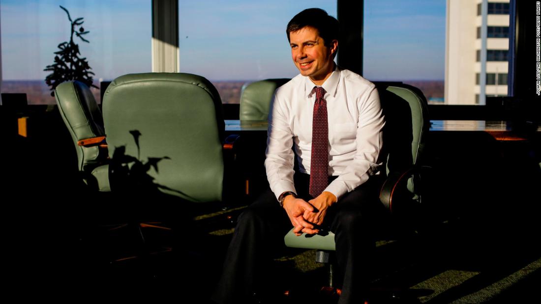 Pete Buttigieg, the former mayor of South Bend, Indiana, poses for a portrait at his office in December 2018.