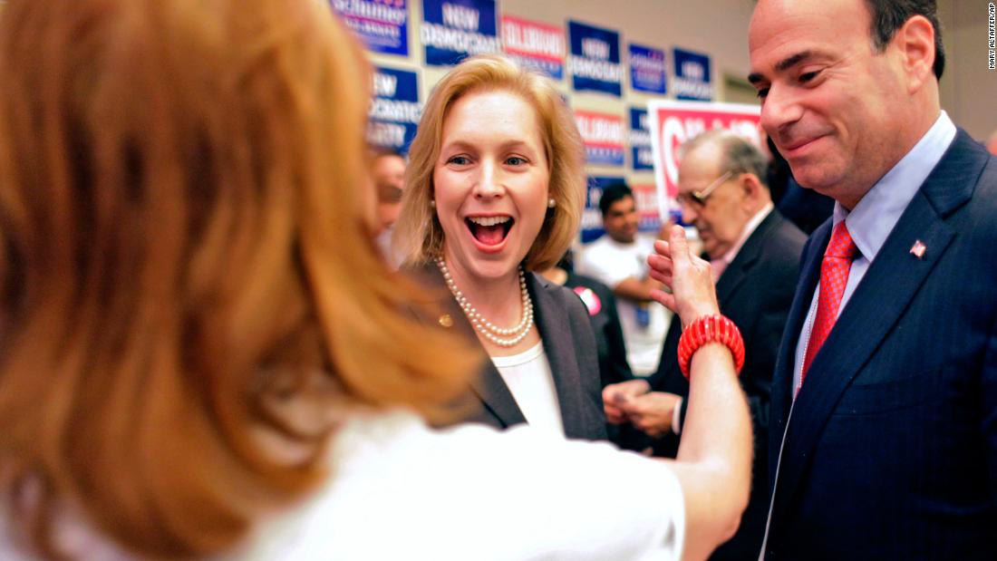 Gillibrand greets delegates during at a Democratic convention in New York in May 2010.