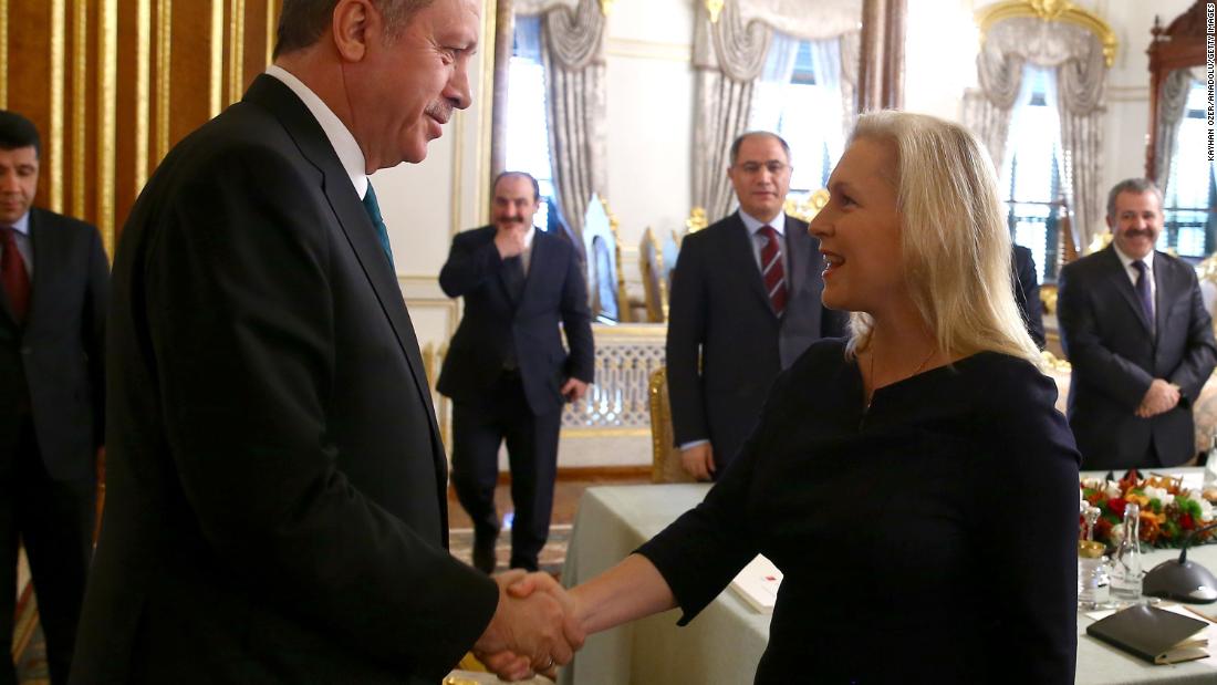 Gillibrand meets Turkish President Recep Tayyip Erdogan while in Istanbul in January 2016.