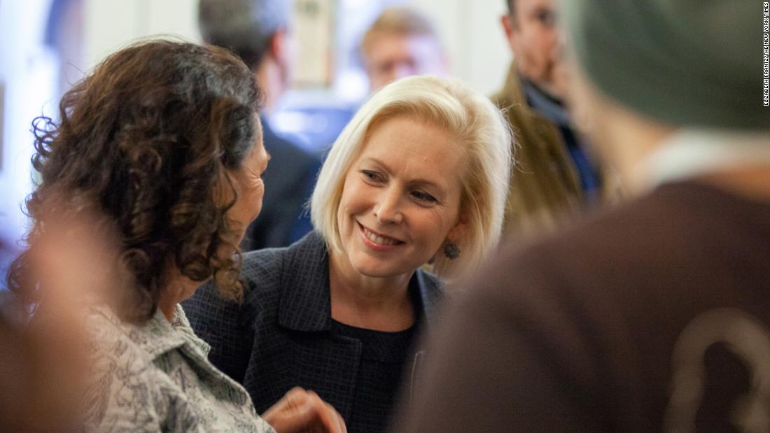 Gillibrand campaigns with Molly Kelly, a New Hampshire gubernatorial candidate, in October 2018.