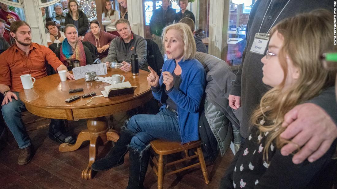 Gillibrand speaks to a crowd in Boone, Iowa, in January 2019.