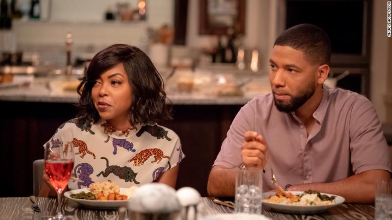 Jussie Smollett in a scene from "Empire" with co-star Taraji P. Henson.