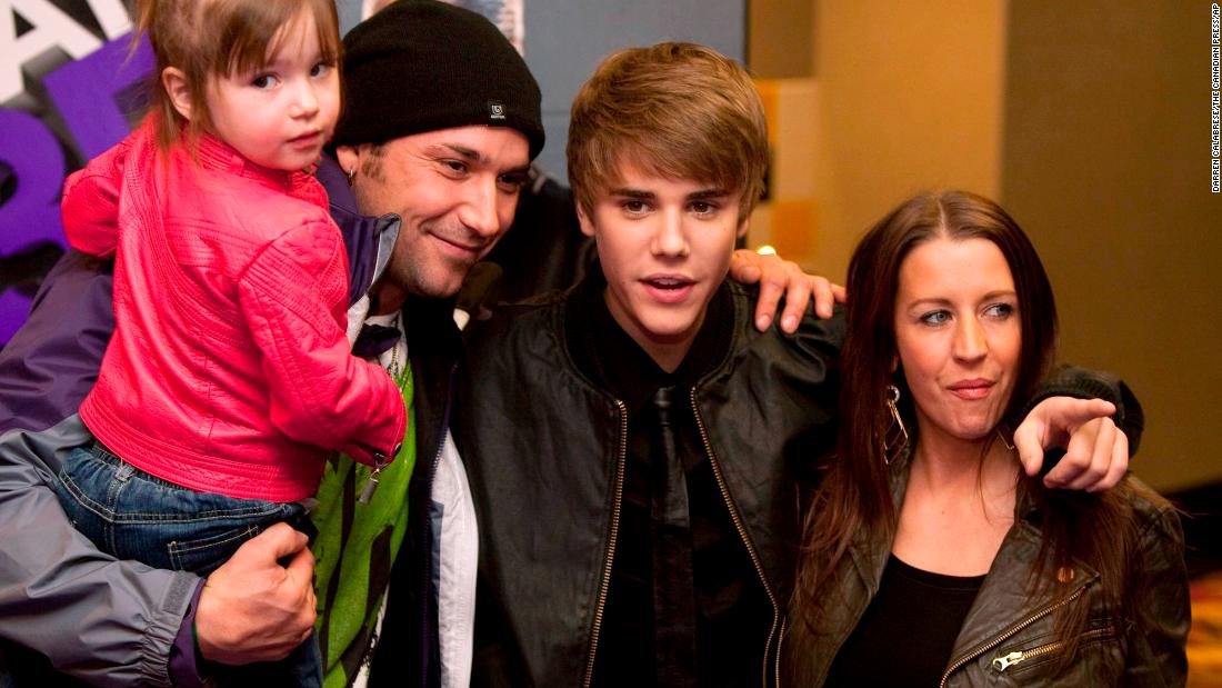 Bieber poses with his mother, Pattie Mallette; his father, Jeremy Bieber; and his sister Jazmyn before the screening of his 2011 film &quot;Justin Bieber: Never Say Never.&quot;