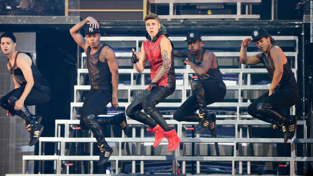 Bieber performs during his &quot;Believe&quot; concert tour in August 2013.