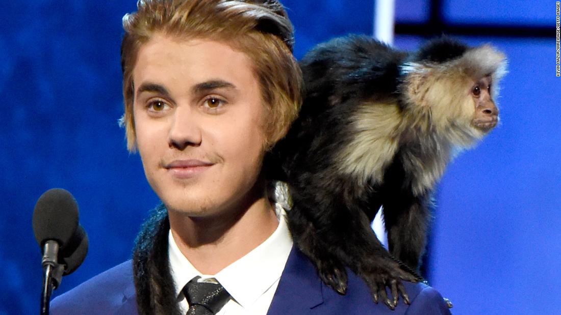Bieber is joined by a monkey during a Comedy Central roast of the singer in March 2015. The gag was a reference to when Bieber&#39;s capuchin monkey, Mally, &lt;a href=&quot;http://www.cnn.com/2013/06/27/world/europe/germany-justin-bieber-monkey/index.html&quot; target=&quot;_blank&quot;&gt;was confiscated by German customs officials in 2013.&lt;/a&gt;