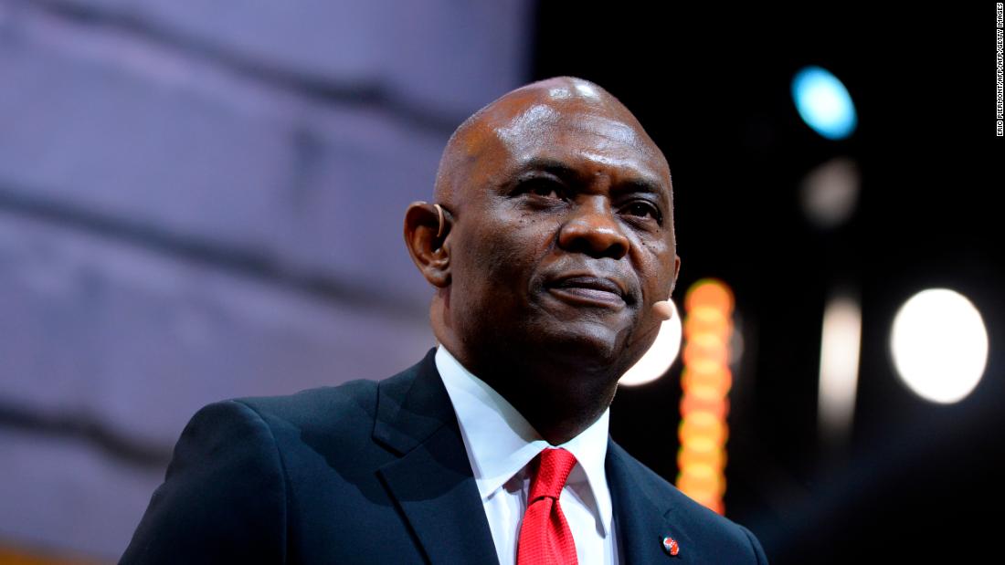 Head of The Tony Elumelu Foundation and Nigerian entrepreneur Tony Elumelu at an event in Paris on May 25, 2016.