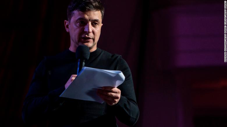 KIEV, UKRAINE - MARCH 19: Ukrainian presidential candidate Volodymyr Zelenskiy attends the rehearsal of his comedy show Liga Smeha (League of Laughter) on March 19, 2019 in Kiev, Ukraine. Ukrainians are set to go to the polls on March 31, choosing from nearly 40 registered candidates. Zelenskiy is in the lead with an unconventional campaign, but it is unlikely he will win an outright majority, forcing a second round runoff of the top two candidates on April 21. (Photo by Brendan Hoffman/Getty Images)