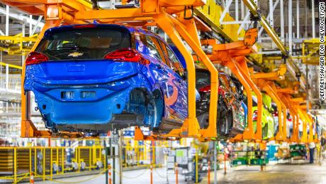 GM&#39;s electric car response to Tesla — the Chevrolet Bolt — is produced in its plant in Orion Township, Michigan. 