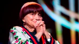 TOPSHOT - French film director Agnes Varda reacts as she receives a Honorary Award during the 17th Marrakech International Film Festival on December 2, 2018 (Photo by FADEL SENNA / AFP)        (Photo credit should read FADEL SENNA/AFP/Getty Images)