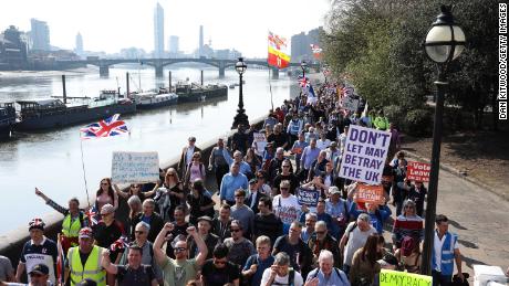 The March to Leave rally departed from Fulham, west London, and proceeded to Parliament Square.