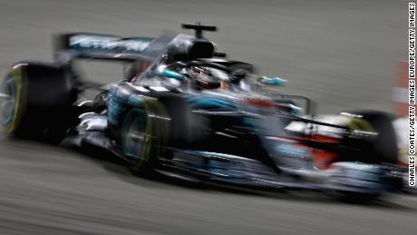  Lewis Hamilton&#39; s Mercedes AMG on track during the 2018 Bahrain Grand Prix.