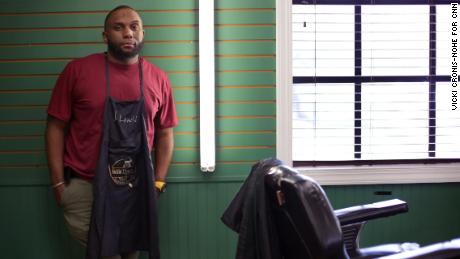 Jermaine Lewis co-owns the Kuttin&#39; Edges barber shop in Norfolk, VIrginia.