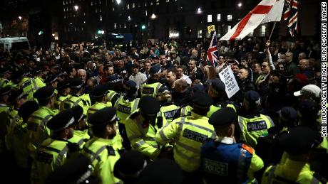 Pro-Brexit demonstators clashed with police in London Friday.