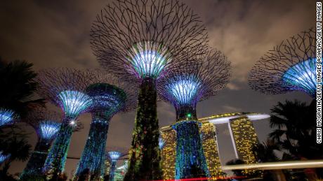 Singapore&#39;s Supertree Grove seen during a light show. The city state prides itself on its tech savviness, but this often goes hand in hand with heavy censorship. 