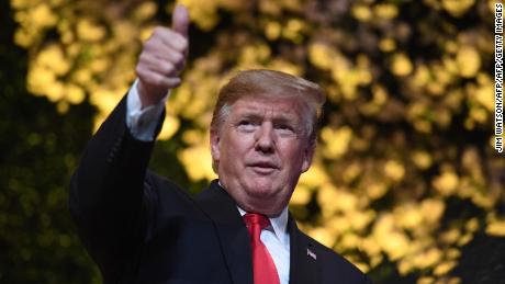 US President Donald Trump getures during the National Republican Congressional Committee Annual Spring Dinner on April 2, 2019, in Washington, DC. (Photo by Jim WATSON / AFP)JIM WATSON/AFP/Getty Images