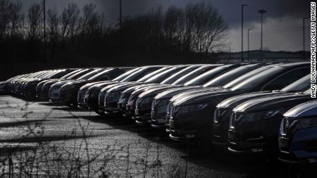 Nissan cars are pictured near the company&#39;s plant in Sunderland, England.