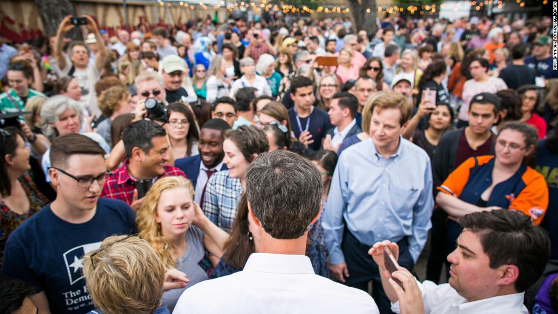 O&#39;Rourke meets with supporters following a speech in Austin, Texas, in April 2017. O&#39;Rourke announced that he would not be seeking re-election in 2018, choosing instead to run for the US Senate seat held by Republican Ted Cruz.