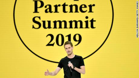 Spiegel speaks at the Snap Partner Summit in Los Angeles.