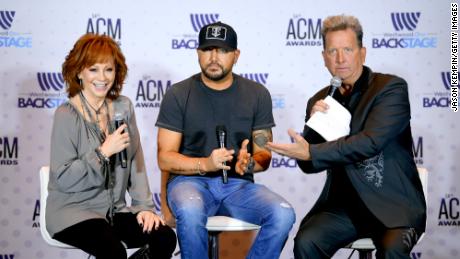 Reba McEntire, Jason Aldean and Shawn Parr field questions Friday in Las Vegas ahead of the show.