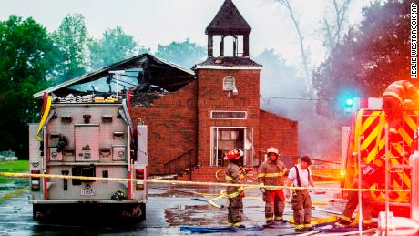 Firefighters respond to a fire at Mt. Pleasant Baptist Church in Opelousas on Thursday.