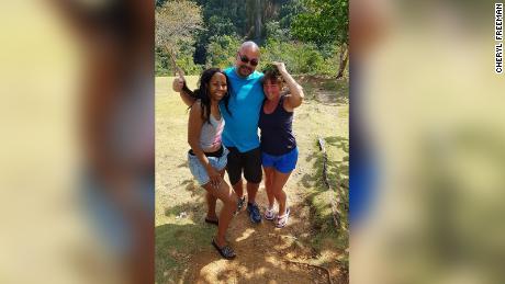 Portia Ravenelle, left, went sightseeing with Canadians Carter Warrington, center, and Cheryl Freeman, right.