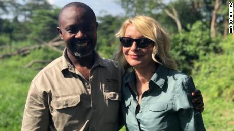 Kimberly Sue Endicott, right, and her tour guide after their release.