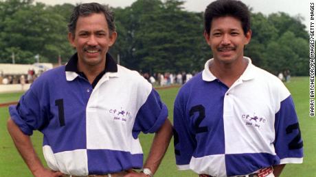 The sultan of Brunei (left) with his brother Prince Jefri Bolkiah, pictured together after a polo match. 