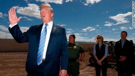 President Donald Trump visits a new section of the border wall with Mexico in Calexico, Calif., Friday April 5, 2019. (AP Photo/Jacquelyn Martin)