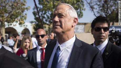 ROSH HA&#39;AYIN, ISRAEL - APRIL 09:  Benny Gantz, Blue and White leader leaves a polling station in Rosh Ha&#39;ayin after casting his vote for the parliamentary election on April 9, 2019 in Rosh Ha&#39;ayin, Israel.  (Photo by Amir Levy/Getty Images)