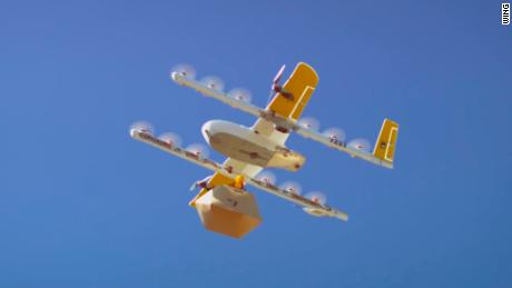 A Wing drone in flight in Australia. 