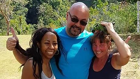 Portia Ravenelle, left, went sightseeing with Canadians Carter Warrington, center, and Cheryl Freeman, right.