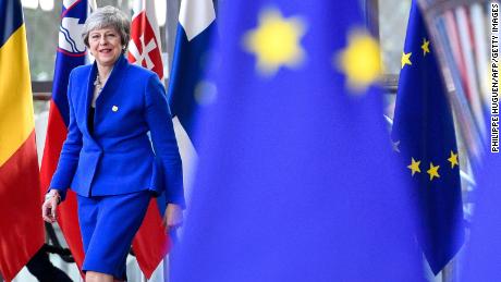 Britain&#39;s Prime Minister Theresa May arriving ahead of a European Council meeting on Brexit at The European Parliament in Brussels.