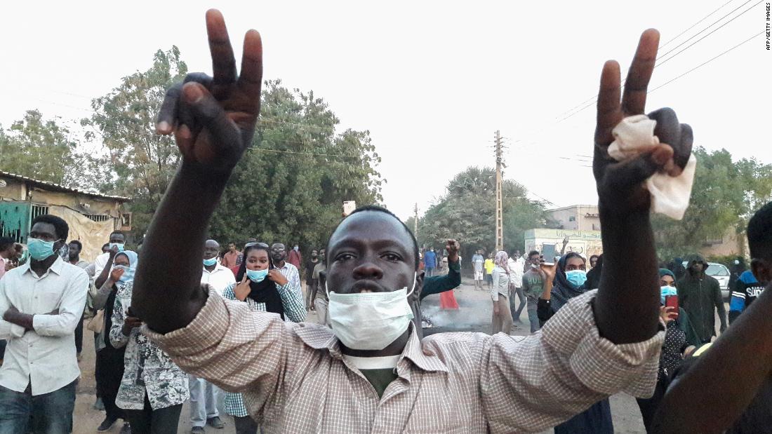 People take part in an anti-government demonstration in Omdurman, Sudan, on January 29.