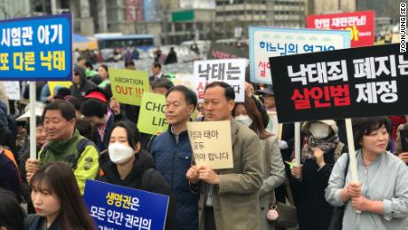 Protests oppose the criminalization of abortion in South Korea.
