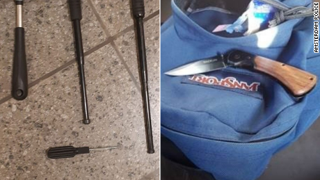 Amsterdam Police released pictures of the weapons confiscated from Ajax and Juventus fans before a match at Johan Cruyff Arena, in Amsterdamm on April 10.