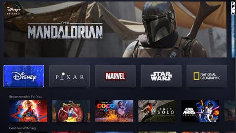 The Disney+ home screen