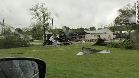 Damage around Alto, Texas, in the wake of a possible tornado passing through the town.