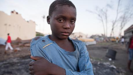 Ten-year-old Faizal drew his home before and after Cyclone Idai hit his community.