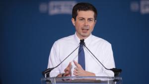 SOUTH BEND, INDIANA - APRIL 14: South Bend Mayor Pete Buttigieg announces that he will be seeking the Democratic nomination for president during a rally in the old Studebaker car factory on April 14, 2019 in South Bend, Indiana. Buttigieg has been drumming up support for his run during several recent campaign swings through Iowa, where he will be retuning to continue his campaign later this week.   (Photo by Scott Olson/Getty Images)