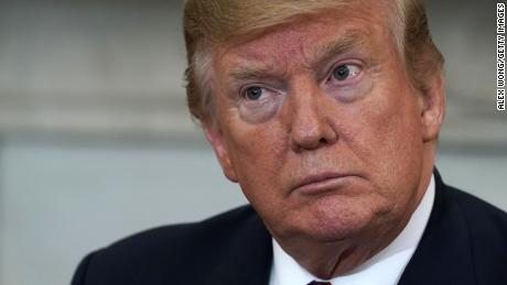 WASHINGTON, DC - APRIL 11:  U.S. President Donald Trump listens during a meeting with South Korean President Moon Jae-in in the Oval Office of the White House April 11, 2019 in Washington, DC. President Moon is in Washington to try to jump-start talks between the U.S. and North Korea after the failed summit in Hanoi in February. (Photo by Alex Wong/Getty Images)