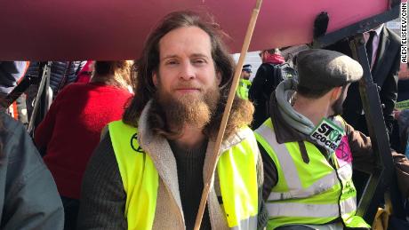 Mark Ovland, one of the protesters glued to a sailboat in Oxford Circus