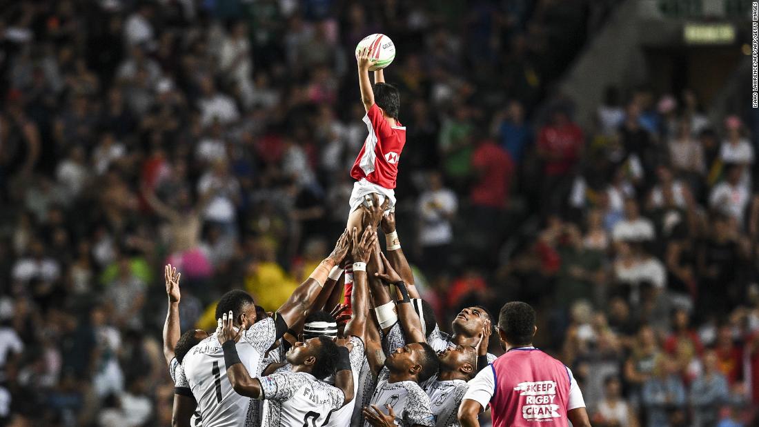 Fiji proved that its love for the Hong Kong Sevens -- the series&#39; showpiece tournament -- is as strong as ever. The Pacific Islanders defeated France to win the title for the fifth straight time. The players are pictured lifting a ball boy in the air before the start of the final.