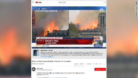 YouTube mistakenly put links to information about 9-11 underneath videos of the Notre Dame fire.