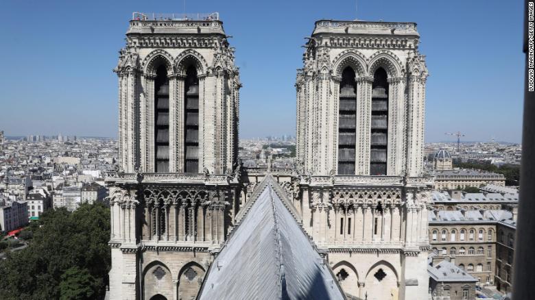 The twin bell towers of Notre Dame Cathedral.