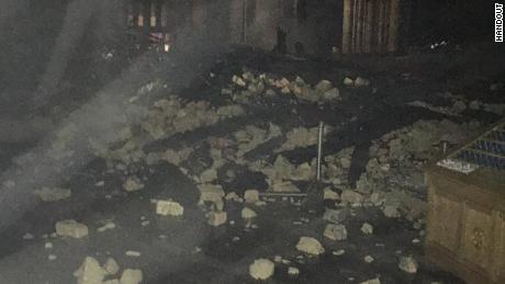 Rubble scattered on the cathdral floor in these images obatined by CNN&#39;s Nic Robertson.