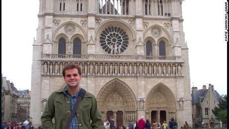 The author&#39;s husband at Notre Dame on their honeymoon in 2008.