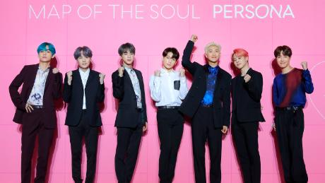 BTS at a press conference in Seoul, South Korea, on April 17, 2019. 