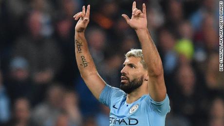 Sergio Aguero gave Manchester City the lead in the tie for the first time.