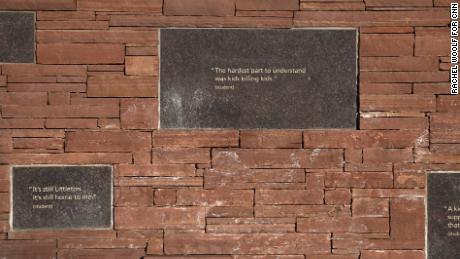 Quotes are inscribed at the Columbine Memorial.