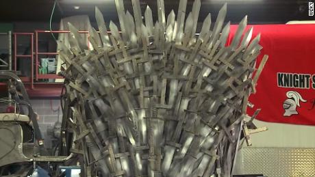 The throne weighs 200 pounds and has 300 swords welded onto it.